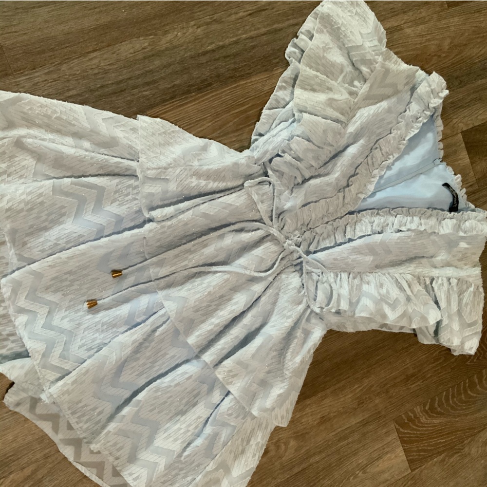 Blue Ruffle Layer Romper Mini Dress - Picture 8 of 13